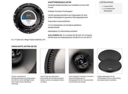 AXTON AE165 16.5 cm (6.5) 2-Wege Coax System