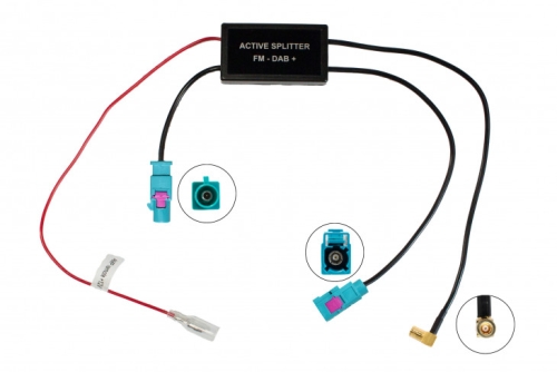 Antennensignal-Verteiler aktiv - für passive Antennen - Stecker: FAKRA / FAKRA