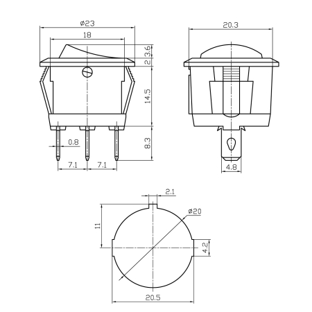 Parking-Schalter, 1xE/A, orange/gelbe LED (12-24 Volt DC)