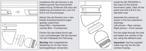 ZENEC ZE-RVC85WA Weitwinkel Front- oder Rückfahrkamera