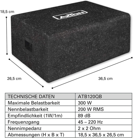 AXTON ATB120QB CUBE Bassreflex-Subwoofer 1 x 20 cm